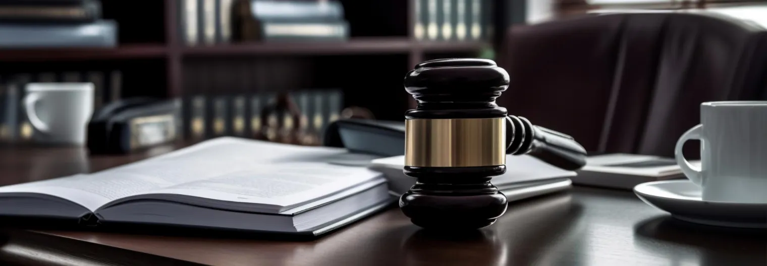 Despacho de abogados con un mazo en la mesa